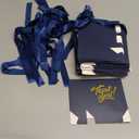 60 Pack Small Thank You Gift Bags, 4.5x1.8x3.9in Party Favor Bags Boxes with Bow Ribbon, Small Paper Gift Bags with Gold Foil Printed, Mini Candy Treat Bags for Birthday Wedding Party Holiday (Navy)