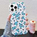 J.west Magnetic for iPhone 16 Pro Case 6.3" Soft Slim Floral Women Phone Case Compatible with MagSafe Aesthetic Protective Cute Flowers Design Cover for Girls Teal Blue