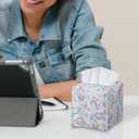 2025 Mother's Day Tissue Box Cover Cute Dinosaur Pattern Custom Tissue Box Cover for Tabletop Bathroom Car Office Decoration 5.1 x 5.1 X 5.5 Inch Blue