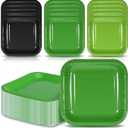 120 Pcs Square Paper Plates, Disposable Square Birthday Party Dessert Plates, Paper Dinner Plate for Party Theme Decorations Wedding Halloween Bridal Shower(Black, Grass green, Dark green, 7 Inch)