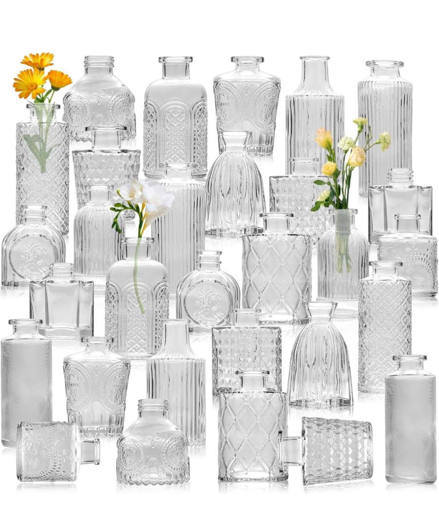 30 Pcs Glass Bud Vase Set,Clear Glass Vases for Flower Centerpieces Wedding & Party Decor,Home Table Decorations,Bud Vases in Bulk for Housewarming