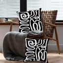 Black and White Throw Pillows Covers 22x22 Set of 2, Black and White Accent Abstract Pillow Covers for Couch Bedroom Home