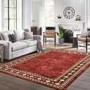 CAROMIO 8x10 Area Rug - Modern Bordered, Machine Washable, Stain Resistant, Non-Slip Accent Rug for Living Room Decor, Maroon