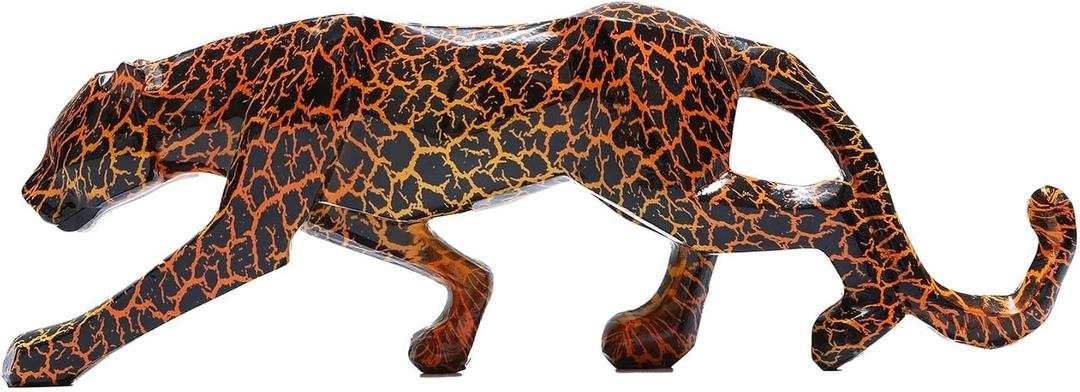 Artpaul Leopard Figurine Resin Sculpture Home Decor Jaguar Statues Desktop Tabletop Shelf Ornament for Living Room, Bedroom,Bookshelf