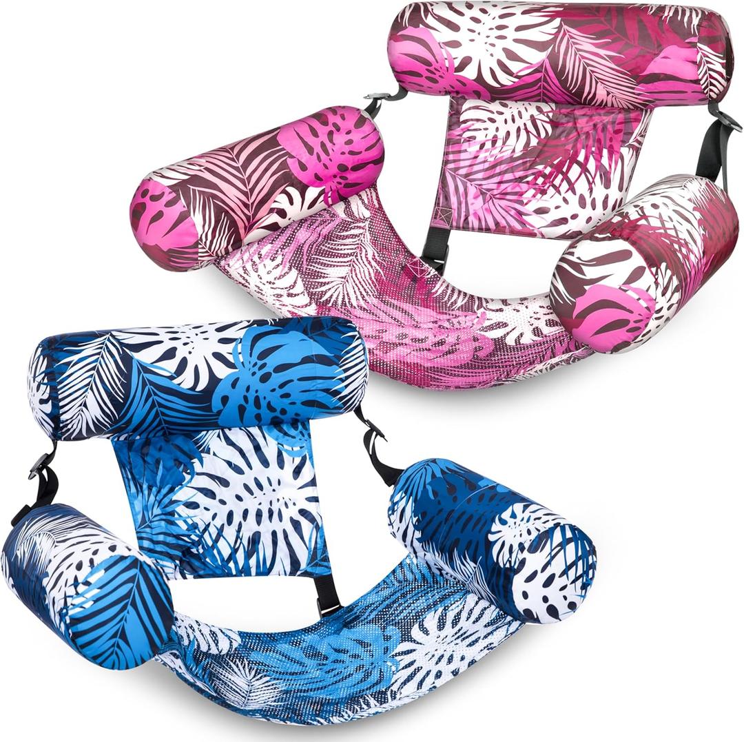 SLOOSH Inflatable Pool Floats Adult,2 Packs Floating Lounge Chairs, Blow up Pool Noodles for Adult Heavy Duty, Floating Chair for Party Summer Water Beach Lake Fun