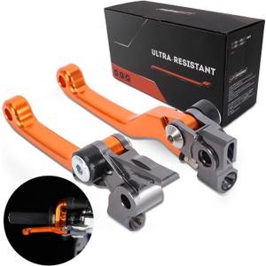 JFG RACING Dirt Bike Foldable Clutch Brake Levers,CNC Breakaway Levers for 125 150 250 300 350 450 500 SX XC EXC SXF EXCF XCW XCF TPI XCFW SMR-Orange