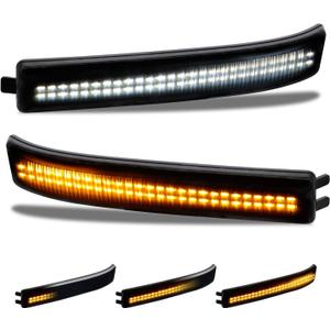 RUXIFEY Sequential Switchback Side Mirror Reflector LED Turn Signal Light Smoked lens Compatible with 2009 to 2014 Ford F150 (Amber and White)