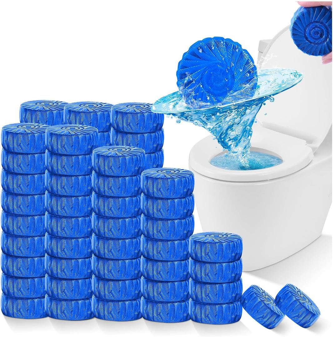 KIISIISO Automatic Toilet Bowl Cleaner Tablets Blue 70 Pack, Drop-In Tank Cleaner for Bathroom, Prevent Stains & Deodorize, Septic Safe, Long-Lasting Cleaning Tabs - Fresh Scent