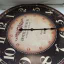 Mrocioa 24 inch Round Black Paris Decorative Wall Clock with Big Arab Numerals, Retro Wood Wall Clocks for Living Room,Office and Kitchen,Colorful Quality Quartz Quiet Round Hanging Clock