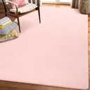 Amearea Large Modern Area Rugs for Bedroom Living Room, 5x8 Feet Pink Thickened Memory Foam Rug, Fluffy Indoor Washable Rugs Non Slip Minimalist Carpet for Boys Girls Dorm Nursery Room Decor