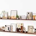Fun Memories Picture Ledge Shelf, 60 Inch Floating Shelves Set of 2, Large Nursery Book Shelves for Toys Storage, Kids Bookshelf Wall Mounted for Wall Decor Books Photo Frames, Walnut