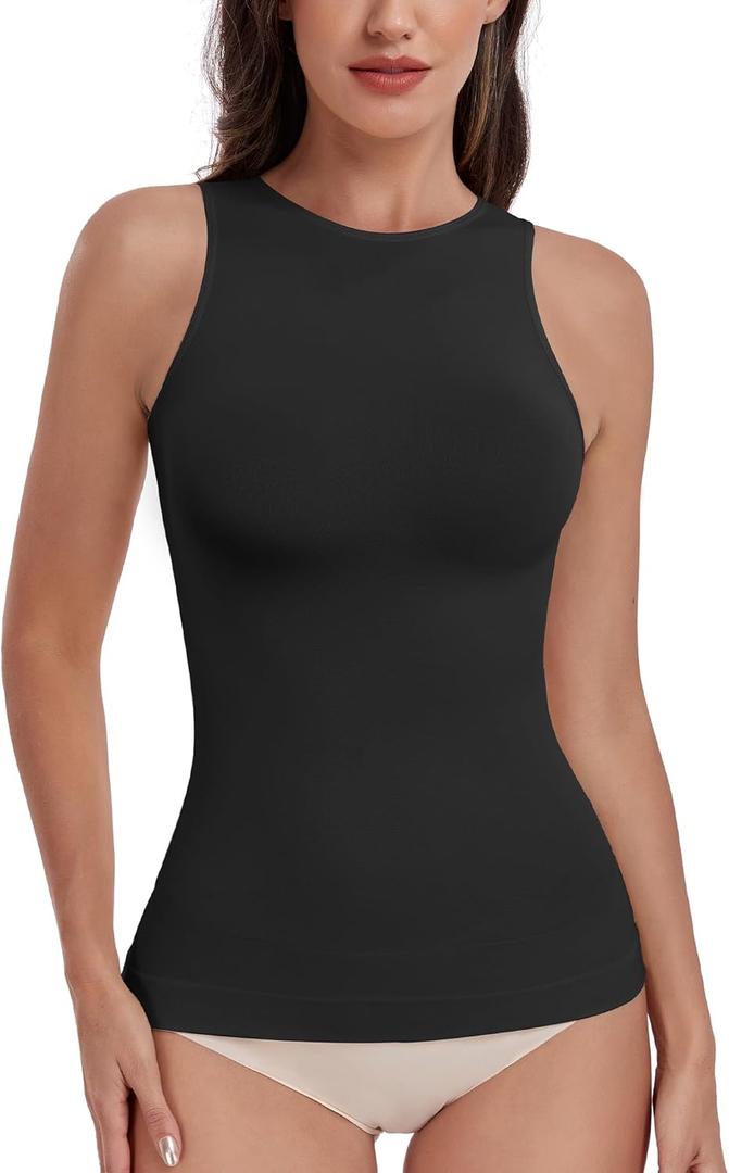EUYZOU Women Shapewear Tummy Control Tank Tops Seamless Compression Tops Body Shaper Camisole (Small, Black)
