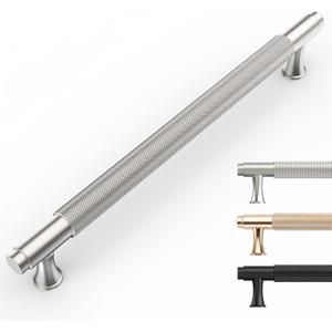 10 Pack Knurled Cabinet Pulls 7.5 Inch Brushed Satin Nickel Kitchen Cabinet Handles Nickel Cabinet Hardware Kitchen Handles for Cabinets Brass Drawer Pulls T Bar Drawer Handle