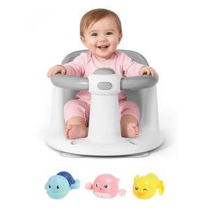 Baby Bath Seat for Babies 6 Months & Up - Bathtub Seats for Babies with 3 Baby Bath Toys, Non-Slip, Comfortable, Infant Bath Essentials-Grey