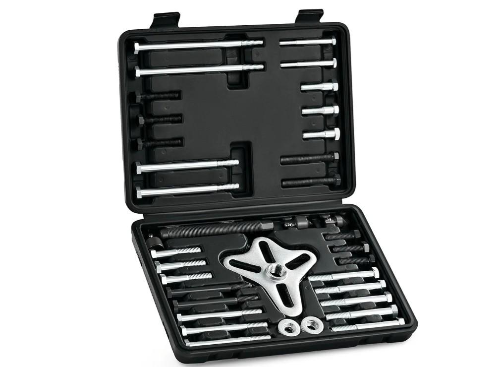 Orion Motor Tech Harmonic Balancer Puller Kit, 49pc Power Steering Pulley Puller Installer Tool Set, Heavy Duty Steering Wheel Puller Tool Kit for Flange Type Gear and Crank Puller