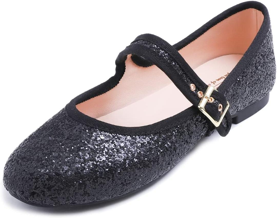 FEVERSOLE Women's Soft Cushion Extra Padded Comfort Round Toe Mary Jane Metal Buckle Fashion Ballet Flats Walking Shoes 9 (40)