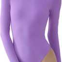 PUMIEY Women's Long Sleeve Bodysuit Mock Turtle Neck Body Suits Going Out Tops Sharp Collection (Lilac, XS)