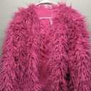 Aoang Women's 2025 Winter Coats Fleece Cropped Jacket Faux Fur Long Sleeve Shaggy Warm Outerwear Fall Clothes (Hot Pink) XL