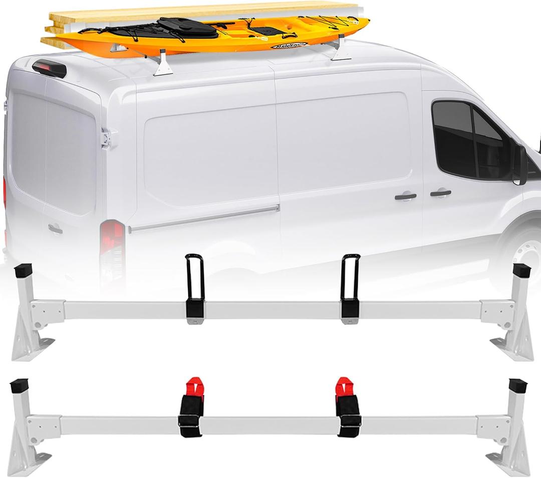MusixiA 54" Van Ladder Roof Rack - Fit 2015-2025 Ford Transit 150/250/350, Cargo Storage Ladder Rack for Van, 2 Crossbars, Heavy Duty Steel, 500lbs Load Capacity