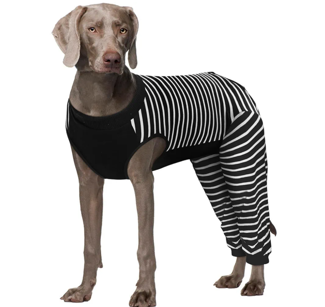 Dog Recovery Suit, Anti Licking Dogs Rear Leg Sleeve, Abdominal Dog Surgical Suit with Pants Cover Protect Wounds, Dogs Elbow Protector Soft Pet Surgery Onesie Cone Alternative, Black 3XL