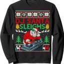 Ugly Christmas Sweater Funny DJ Santa Sleighs Sweatshirt