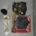 Pirate Costume Women with Off Shoulder Dress Gold Sequin Belt Accessories Halloween Set Costume L
