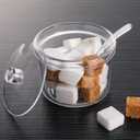 Patelai 4 Pieces Sugar Bowl Acrylic Clear Sugar Bowl with Lid and Salt Spoon Storage Jar with Airtight Lid for Salt, Tea, Spices, Herbs, Condiments(7.1 oz)