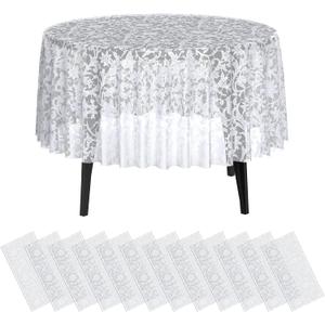 12 Pack White Lace Tablecloth Round Lace Table Cover 84 Inch