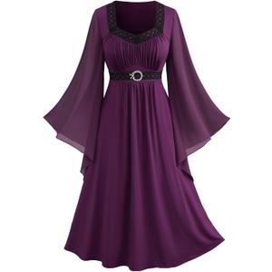 ROSE GAL Rosegal Plus Size Renaissance Costumes Dress for Women Medieval Fairy Halloween Dress (Purple, XXXL)