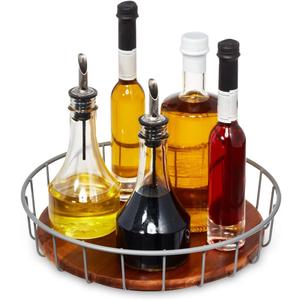 iDesign The Ra Safford Collection Acacia Wood and Wire Turntable, 11", Spinner