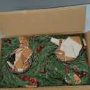 12 Pcs 9'' Small Christmas Kitchen Cabinet Wreaths with Plaid Bow Ribbon Mini Hanging Christmas Wreath Artificial Greenery Wreath for Front Door Porch Wall Window(Khaki Color)