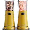 Electric Salt and Pepper Grinder Set with Storage Base, Stainless Steel Rechargeable Salt and Pepper Grinder Set with 4.5 oz Large Capacity, 1.8" Wide Mouth, Adjustable Coarseness, Ideal for Kitchen