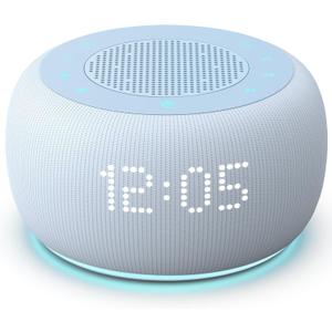 Buffbee Pro 2nd Gen  Upgraded to Rechargeable Battery | 3-in-1 Portable White Noise Sound Machine, Alarm Clock & Bluetooth Speaker for Sleep, Travel & Bedroom (Cloud Blue)