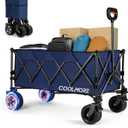CoolMore Eletric Collapsible Utility Wagons 330lbs Capacity, Carts Foldable with Wheels Brakes Portable for Beach Garden Outdoor Sports Lounge Heavy Duty Shopping Camping Picnic (Blue)