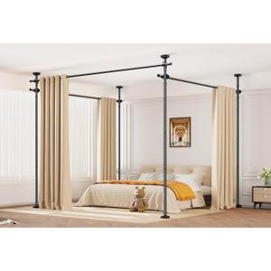 Room Divider for Room Separation,Tension Curtain Rods No Drilling for Room Separation, 4-10ft(H) 28-171inch(W) Heavy Duty Floor to Ceiling Tension Rod Divider for Temporary Privacy Wall Divider,Black