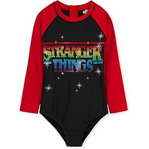 Stranger Things Girls Swimming Costume Summer Holiday Essentials Long Sleeve Childrens Swimwear 9-10Years