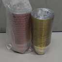 Gejoy 9 oz Rimmed Swirl Plastic Cups Disposable Wine Drinking Cups Clear Elegant Halloween Tumblers for Christmas Party Supplies(Red, Gold,100 Pcs)