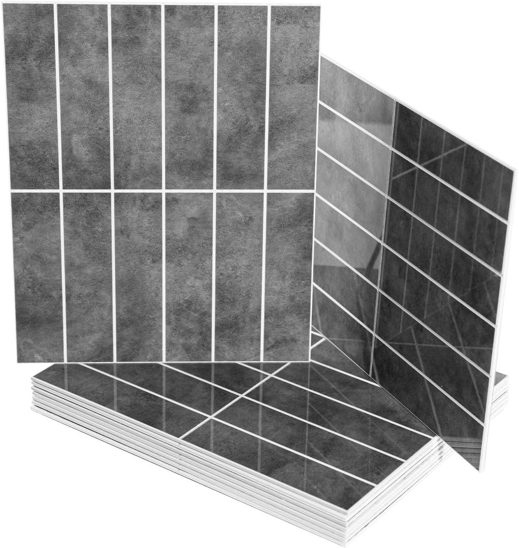 Art3d 10-Sheet Faux Marble Peel and Stick Backsplash Tile for Kitchen Wall Bathroom Countertops, 11.4 inch x 9.1 inch Stick-on Glazed-Ceramic Finish Resist to Water, Heat and Scratches, Ash Grey