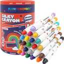 Lebze Washable Jumbo Crayons for Toddlers, 24 Colors Non Toxic Crayons Set, Large Baby Crayons Kids, Gift for Boys and Girls Flower Monaco