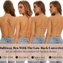 ForBaysy Low Back Bras for Women Push Up Deep V Neck Backless Bra,Low Cut Multiway Convertible Bra Wire Lifting Bralette (Beige, Large)