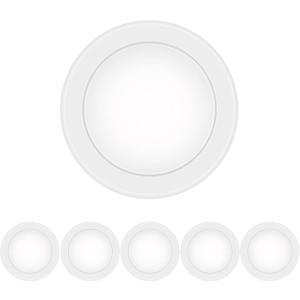 6 Pack 6 Inch LED Disk Light, Dimmable Flush Mount Ceiling Lights, Daylight 5000K, 15W 1100LM, CRI 90+, Low Profile Surface Mount Ceiling Disc Light, Wet Rated, Installs into Junction Box, ETL & FCC