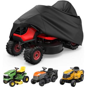 Mrrihand Lawn Mower Cover, Heavy-Duty Riding Lawn Mower Cover, Universal Fit Lawn Mower Covers Waterproof with Elastic Cord & Storage Bag, Lawn Tractor Cover Up to 54" Decks, UV Resitant & Durable