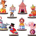 Wenqik 16 Pcs Wood Carnival Centerpieces for Tables Carnival Party Decorations Circus Theme Party Decorations Wooden Carnival Table Decorations for Carnival Baby Shower Birthday Party Supplies