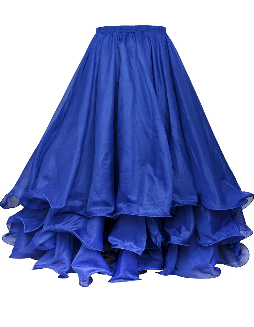 Belly Dance Skirt Halloween Tribal Chiffon Tiered Maxi Full Skirt L