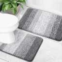 OLANLY Bathroom Rug Set 2 Piece, Soft Absorbent Microfiber Bath Mats and U-Shaped Contour Toilet Rug, Non-Slip, Machine Wash Dry, Plush Shaggy Bath Mats for Bathroom (30"x20"+24"x20", Grey), 30" x 20" + U24" x 20"