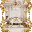 Varsoul Gold Antique Mirror 19x 32, Vintage Mirror for Wall, Metal Framed Baroque Decorative Perfect for Bedroom, Living Room, Bathroom, Hallway