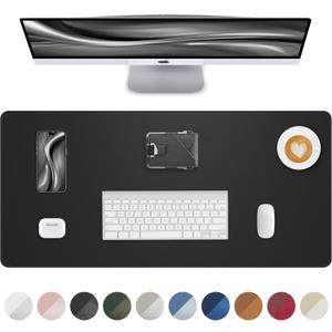 Leather Desk Pad Protector, Mouse Pad, Office Desk Mat, Non-Slip PU Leather Desk Blotter, Laptop Desk Pad, Waterproof Desk Writing Pad for Office and Home (Black, 31.5" x 15.7")