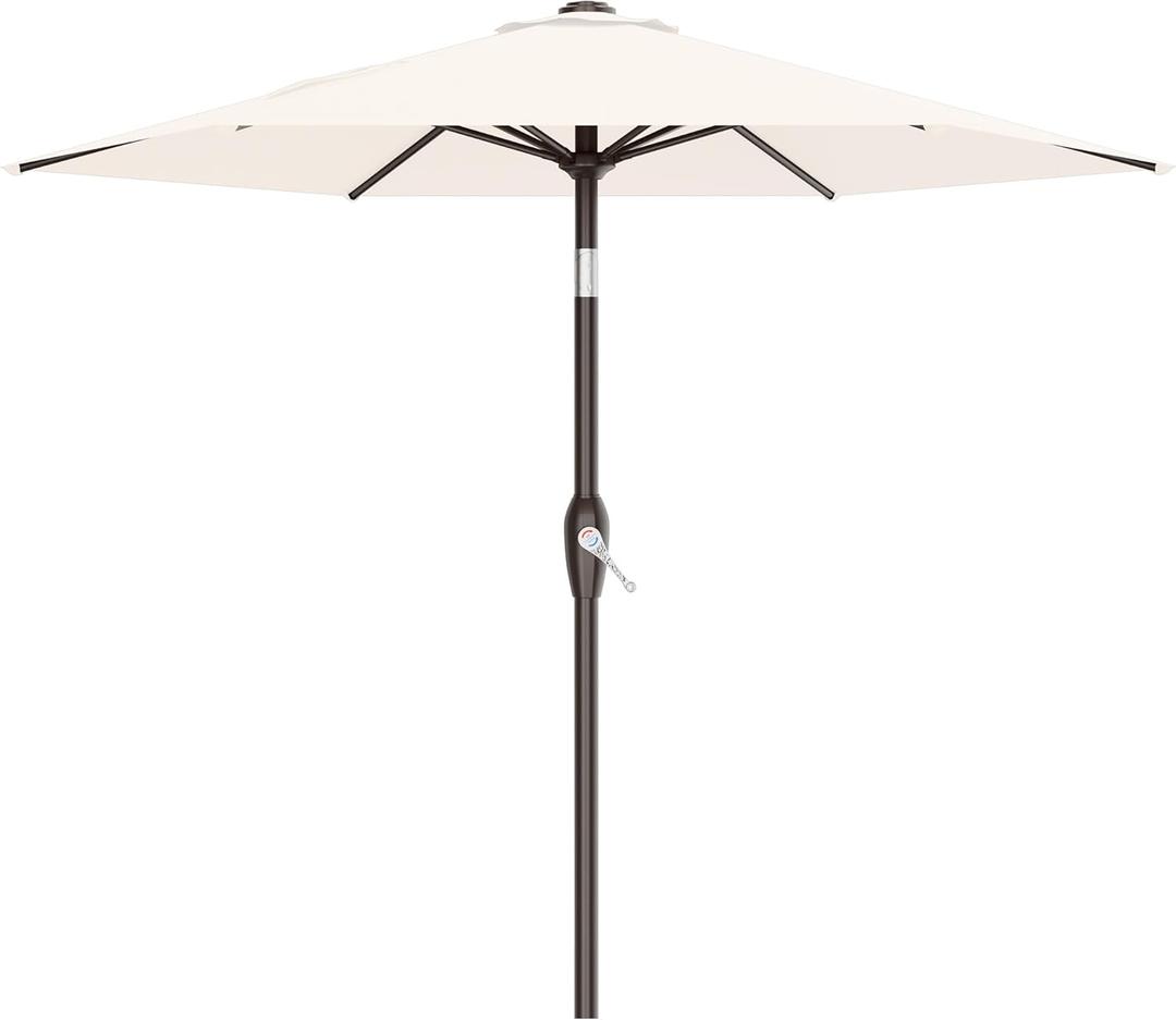 AreShark 7.5FT Patio Umbrella Table Market Umbrella w/Tilt and Crank, Heavy-Duty Outdoor Umbrellas for Pool, Deck, Garden and Backyard, Cream White