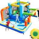 Inflatable Bounce House, Bouncy House, Indoor Bounce House for Kids 3-6, Bouncy Castle with Blower, Outdoor Jump House with Slide for Backyard Party