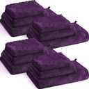 Reginary Microfiber Bath Towels Set 4 Pack Soft Bath and 4 Pack Hand Towels 4 Pcs Washcloths Microfiber Coral Velvet Highly Absorbent Quick Dry Sets for Fitness Bathroom(Dark Purple)
